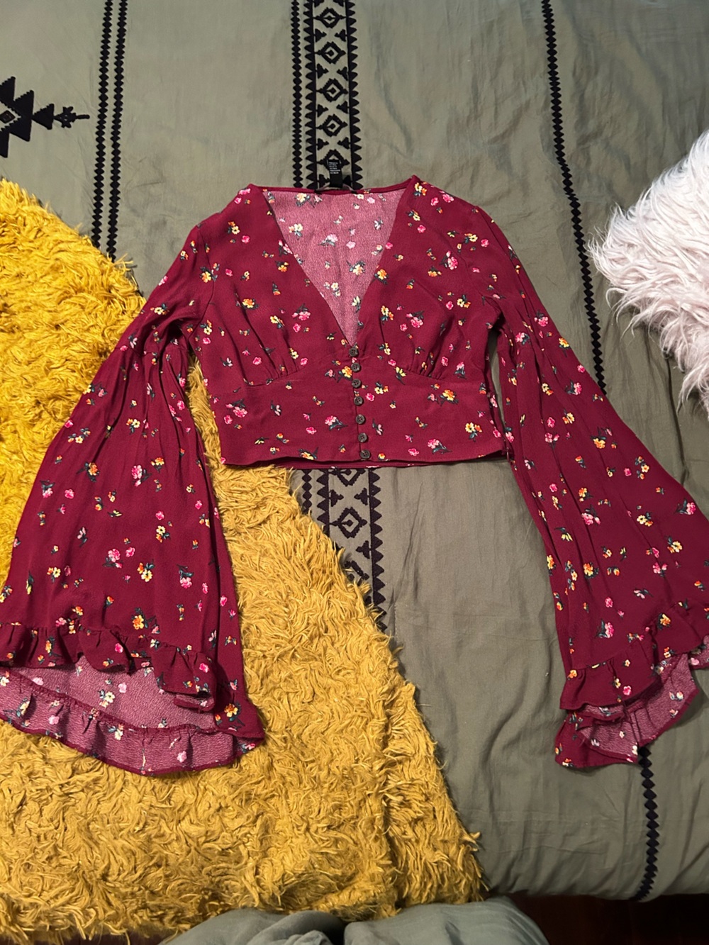 Forever 21 Mauve Floral Button-Up Top